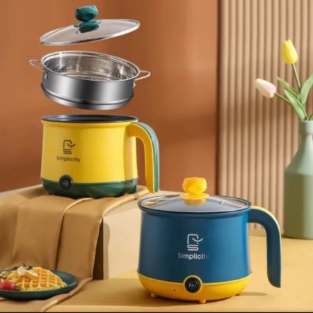 Simplicity Portable Electric Multicooker Cooking Pot With Steamer 1.8L